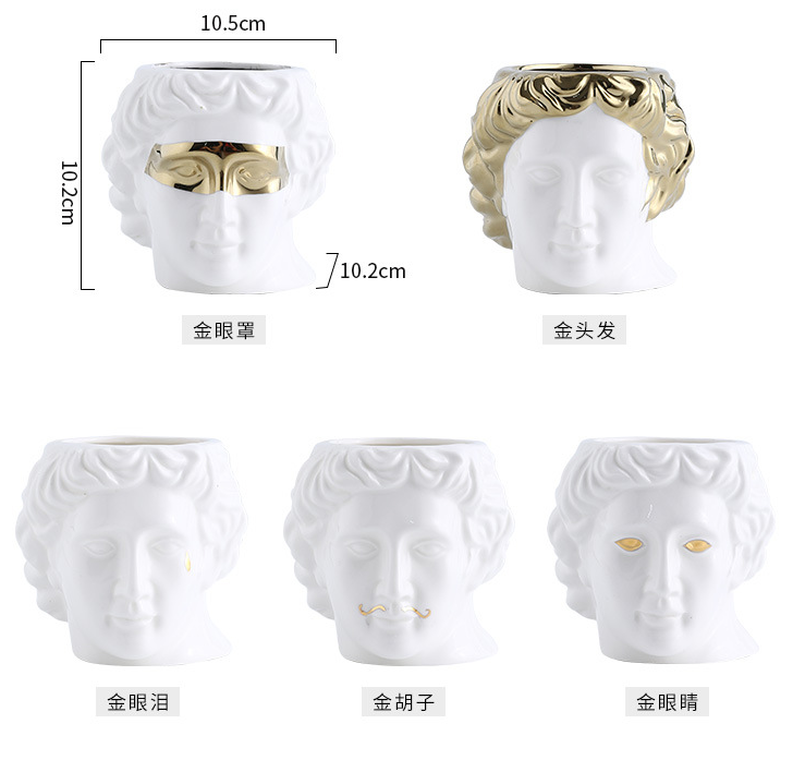 David Head Shape Succulents Figure Statue Flower Pot