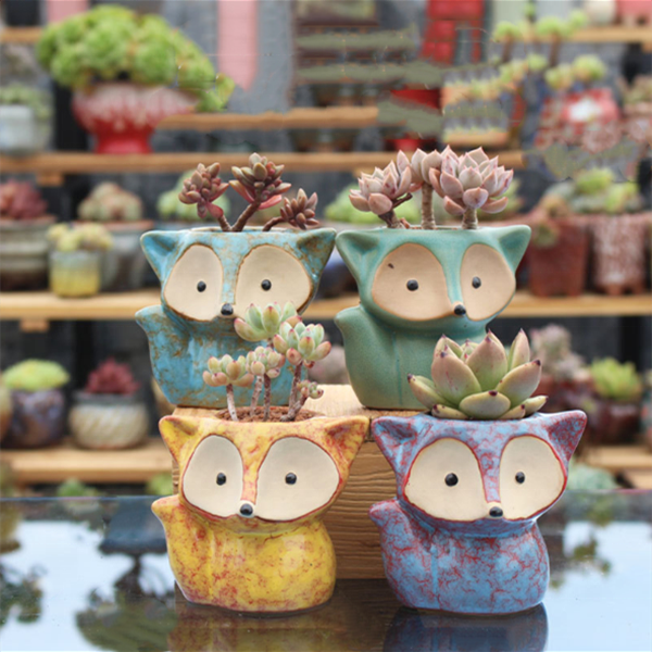Fox Shape Ceramic Mini Flower Vase