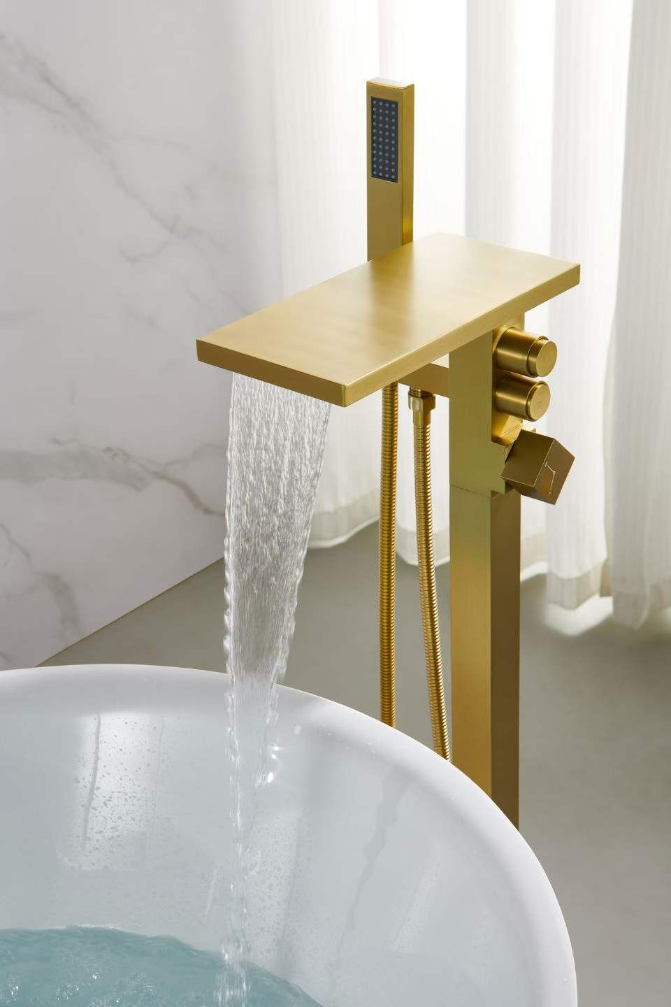 Premium Brushed Gold Sleek Bathtub Faucet 71002-G