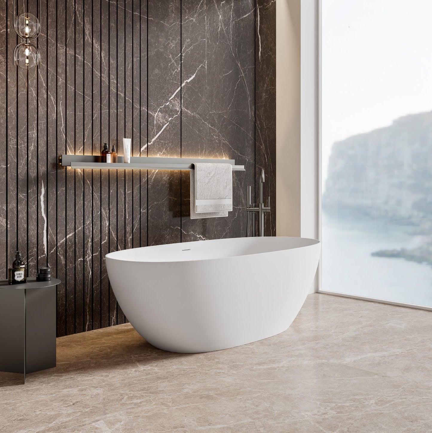 Classic Style Artificial Stone Bathtub