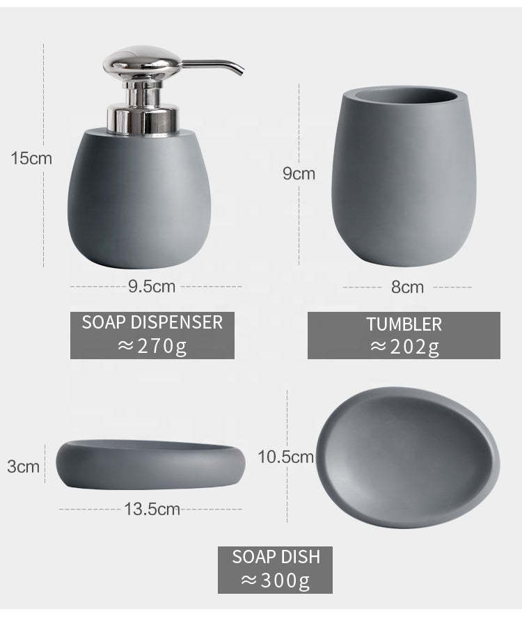 Набор из 3-х предметов серых аксессуаров для ванной комнаты