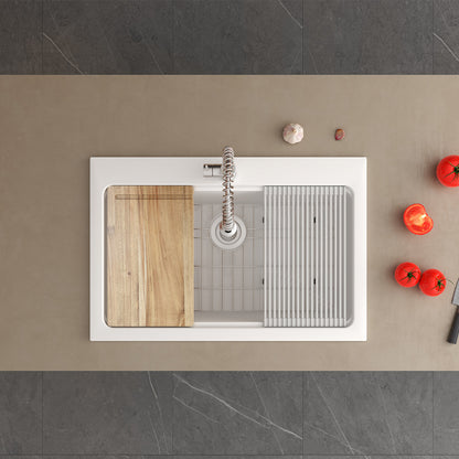 White Above Counter Basin Kitchen Sink