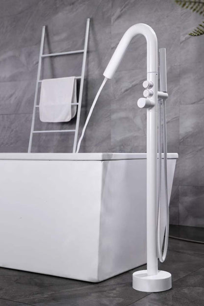 White Floor-mounted Bathtub Faucet 81007-9