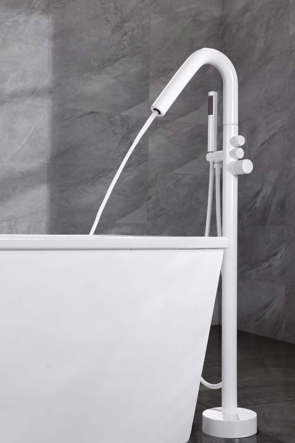 White Floor-mounted Bathtub Faucet 81007-9