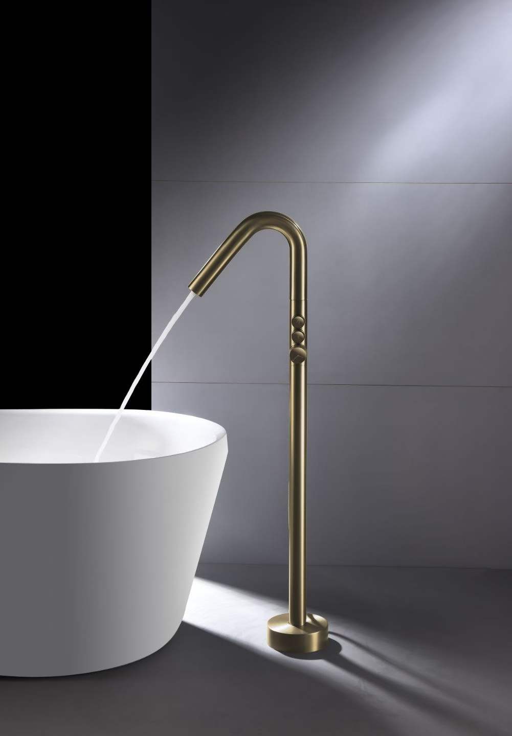 Floor-mounted Handwheel Brushed Gold Bathtub Faucet 81009