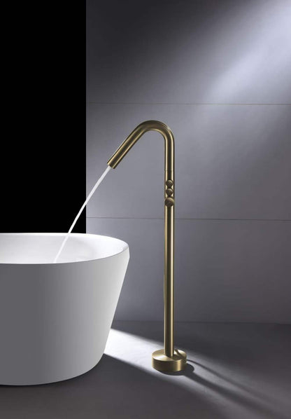 Floor-mounted Handwheel Brushed Gold Bathtub Faucet 81009