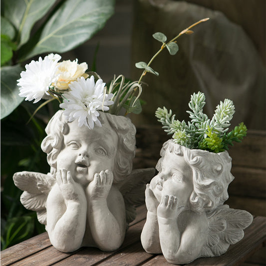 Little Angel Cement Flower Pot