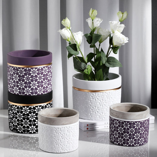 Kreiva Ĉizita Ŝanmo Cementa Vazo