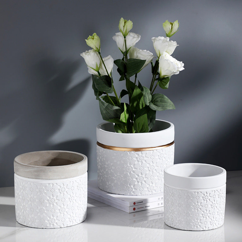 Kreiva Ĉizita Ŝanmo Cementa Vazo