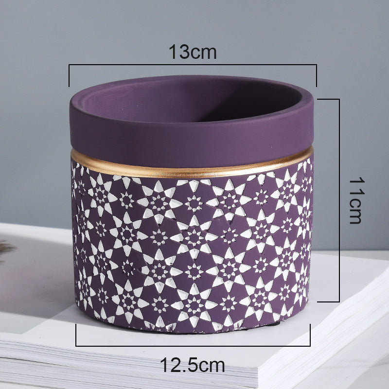 Kreiva Ĉizita Ŝanmo Cementa Vazo