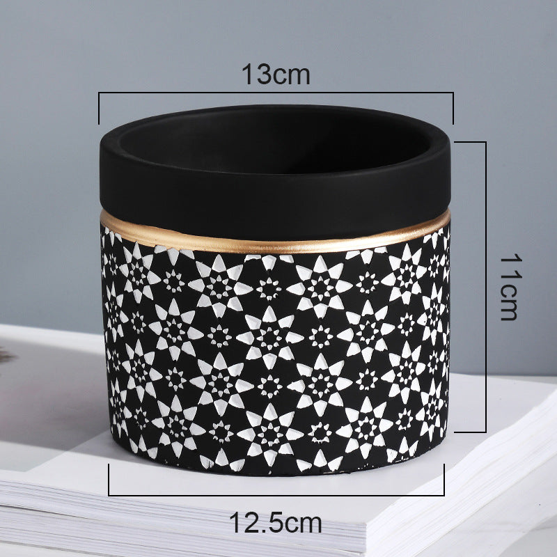 Kreiva Ĉizita Ŝanmo Cementa Vazo