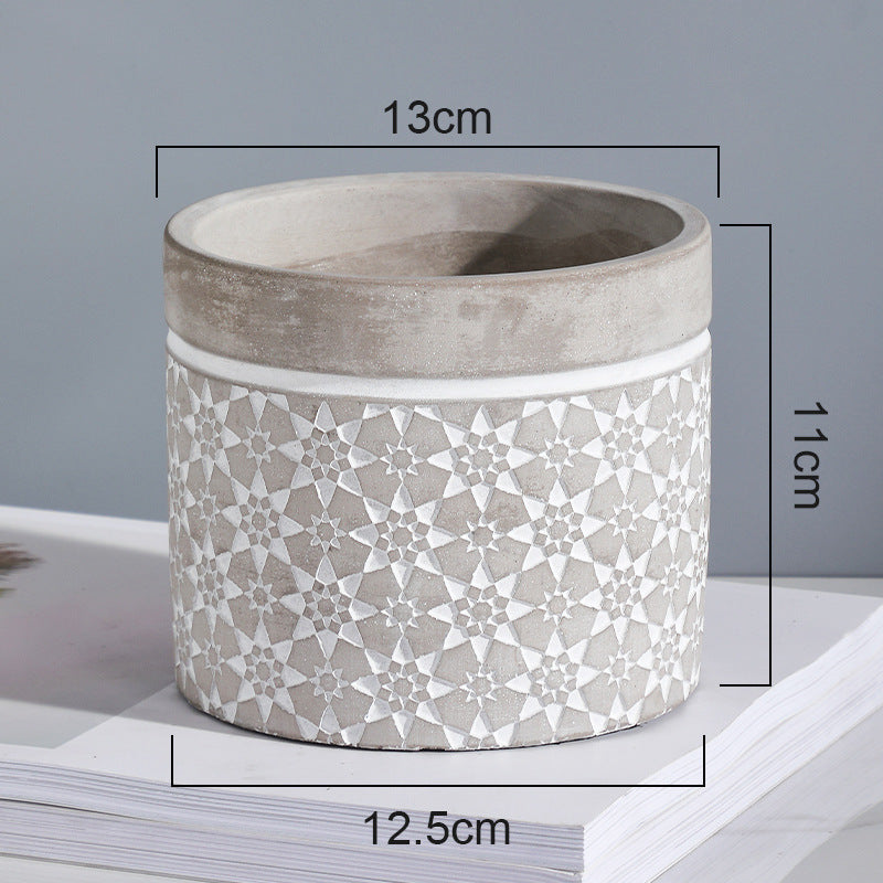 Kreiva Ĉizita Ŝanmo Cementa Vazo