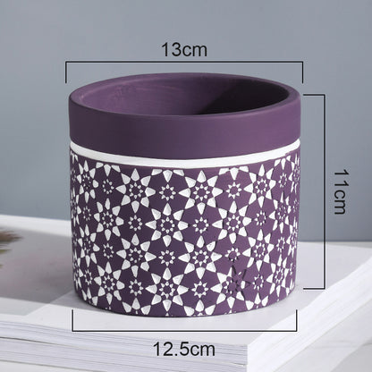 Kreiva Ĉizita Ŝanmo Cementa Vazo