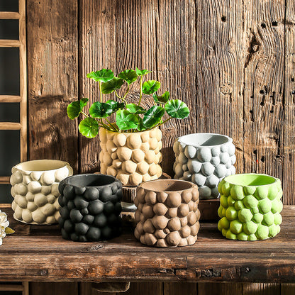 Cement Flowerpot Green Plant Decorative Vase