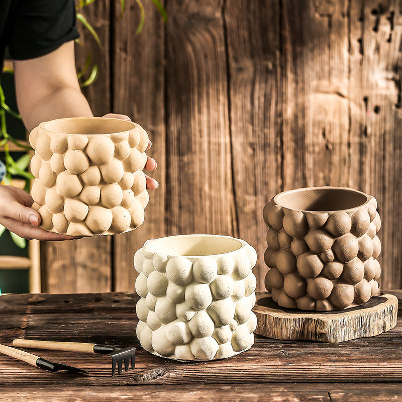 Cement Flowerpot Green Plant Decorative Vase