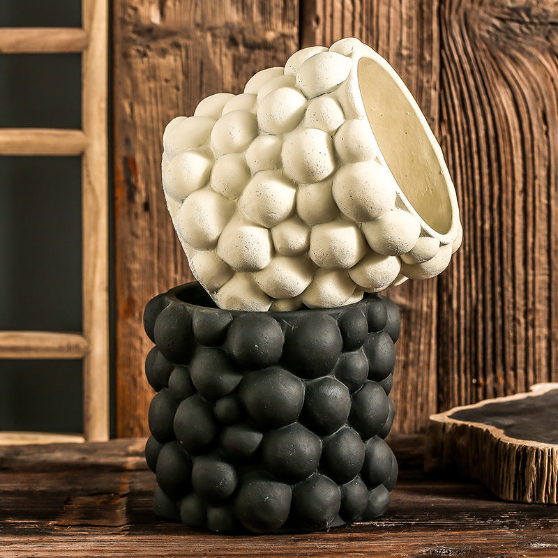 Cement Flowerpot Green Plant Decorative Vase