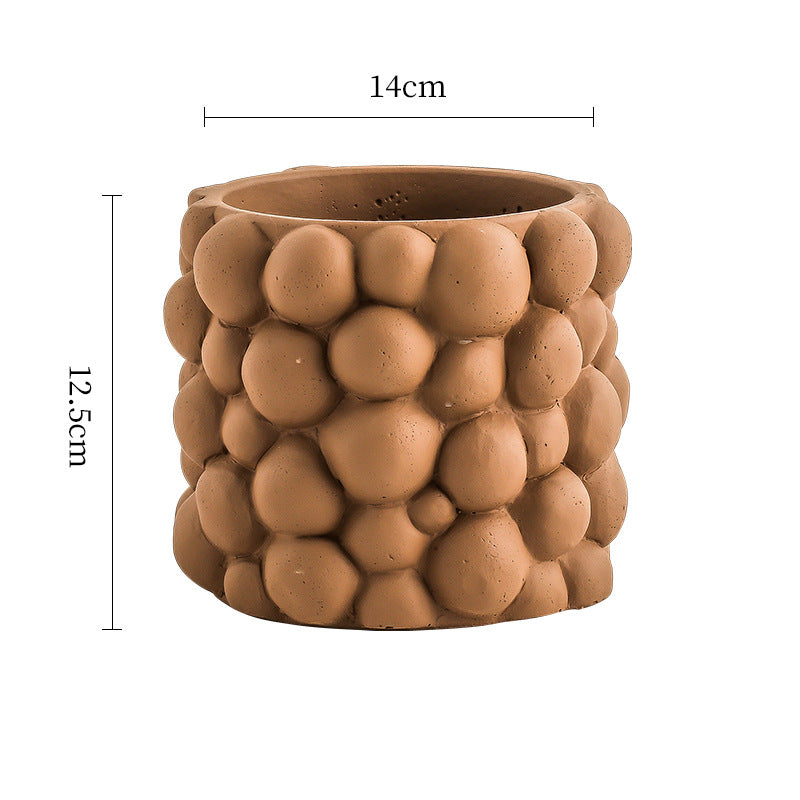 Cement Flowerpot Green Plant Decorative Vase