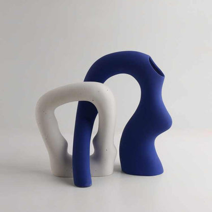 Ceramic White Vase And Irregular Flower Implement