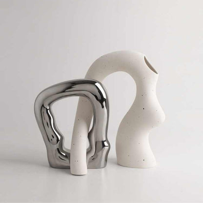 Ceramic White Vase And Irregular Flower Implement