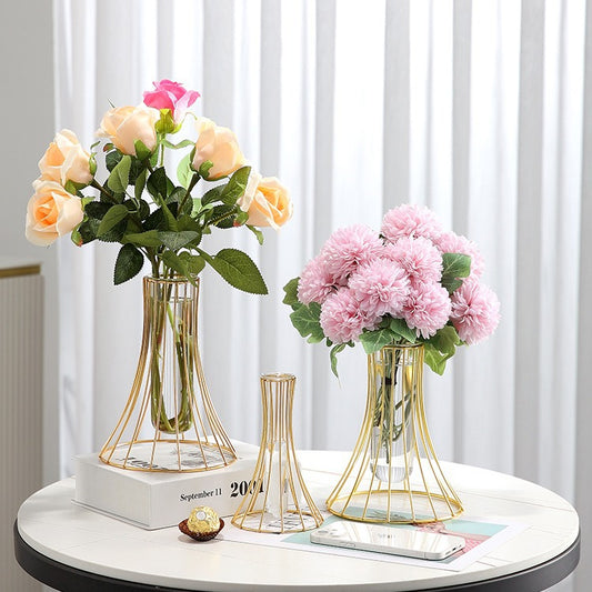 Metal Glass Vase Hydroponic Container