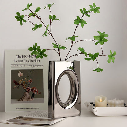 Electroplated Ceramikaj Vazoj Artaj Ornamaĵoj