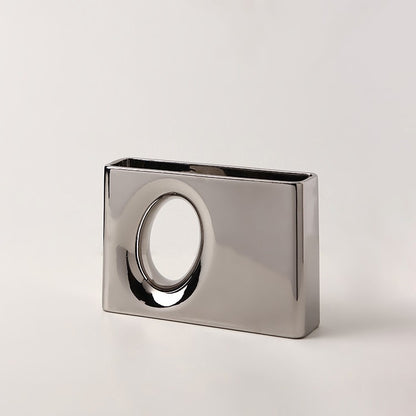 Electroplated Ceramikaj Vazoj Artaj Ornamaĵoj