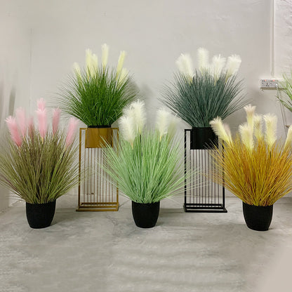 indoor reed plant Simulated Large Reed Green Plant Potted Indoor Decoration – LOVELIFE