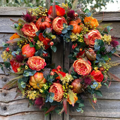 Simulated Plant Wreath Door Decoration Autumn Pumpkin