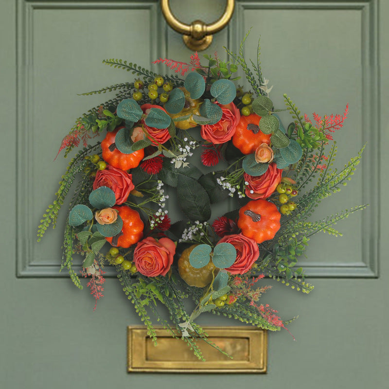 Simulated Plant Wreath Door Decoration Autumn Pumpkin