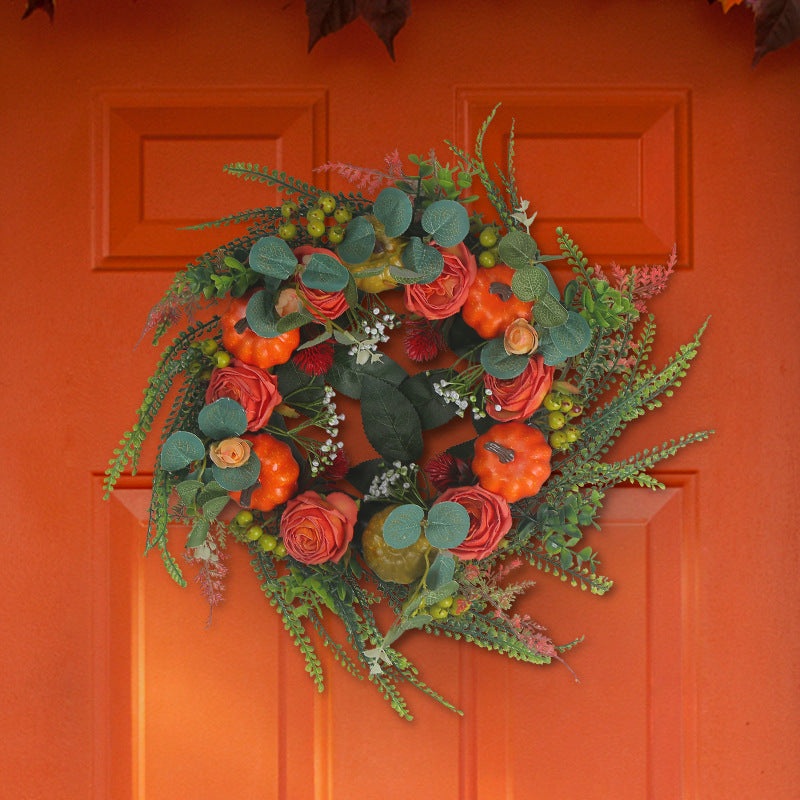 Simulated Plant Wreath Door Decoration Autumn Pumpkin