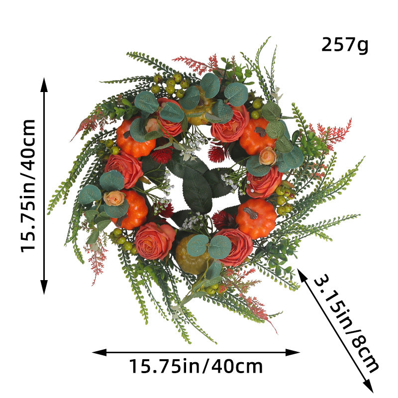 Simulated Plant Wreath Door Decoration Autumn Pumpkin