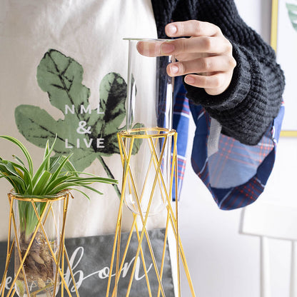 Golden Geometric Iron Vase