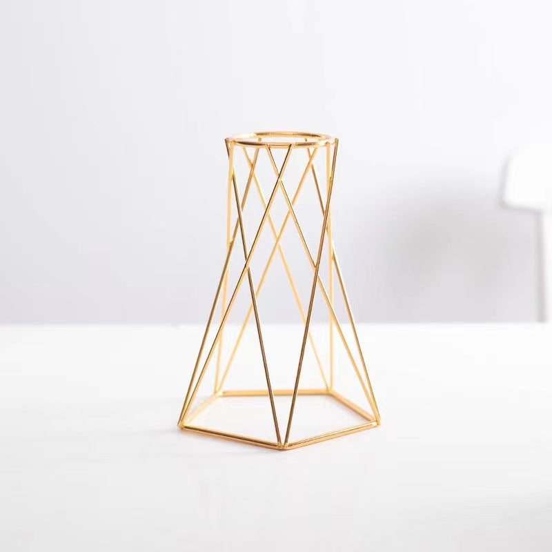 Golden Geometric Iron Vase