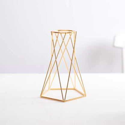 Golden Geometric Iron Vase