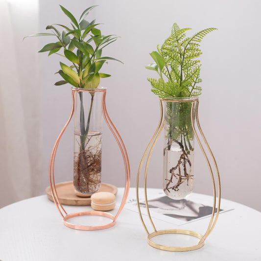 Golden Wrought Iron Glass Vase