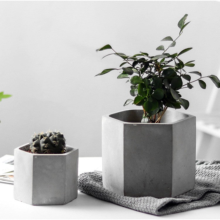 Hexagonal Cement Vase