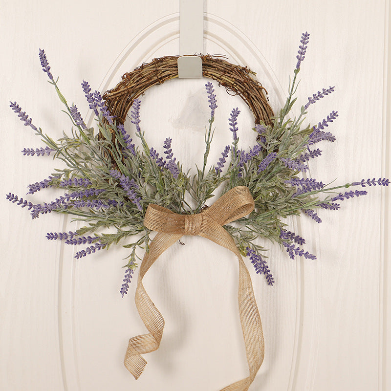 Simulated Linen Lavender Wreath Door Decoration