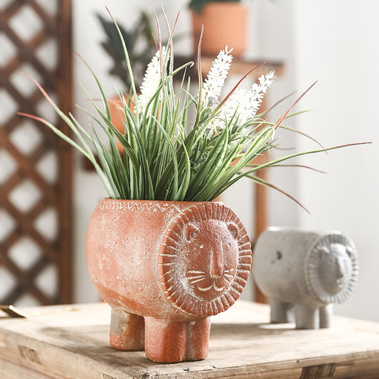 Lion Cement Flowerpot Animal Shape
