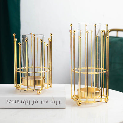 Golden Metal Vase Simulated Flower Container