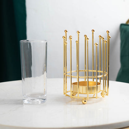 Golden Metal Vase Simulated Flower Container