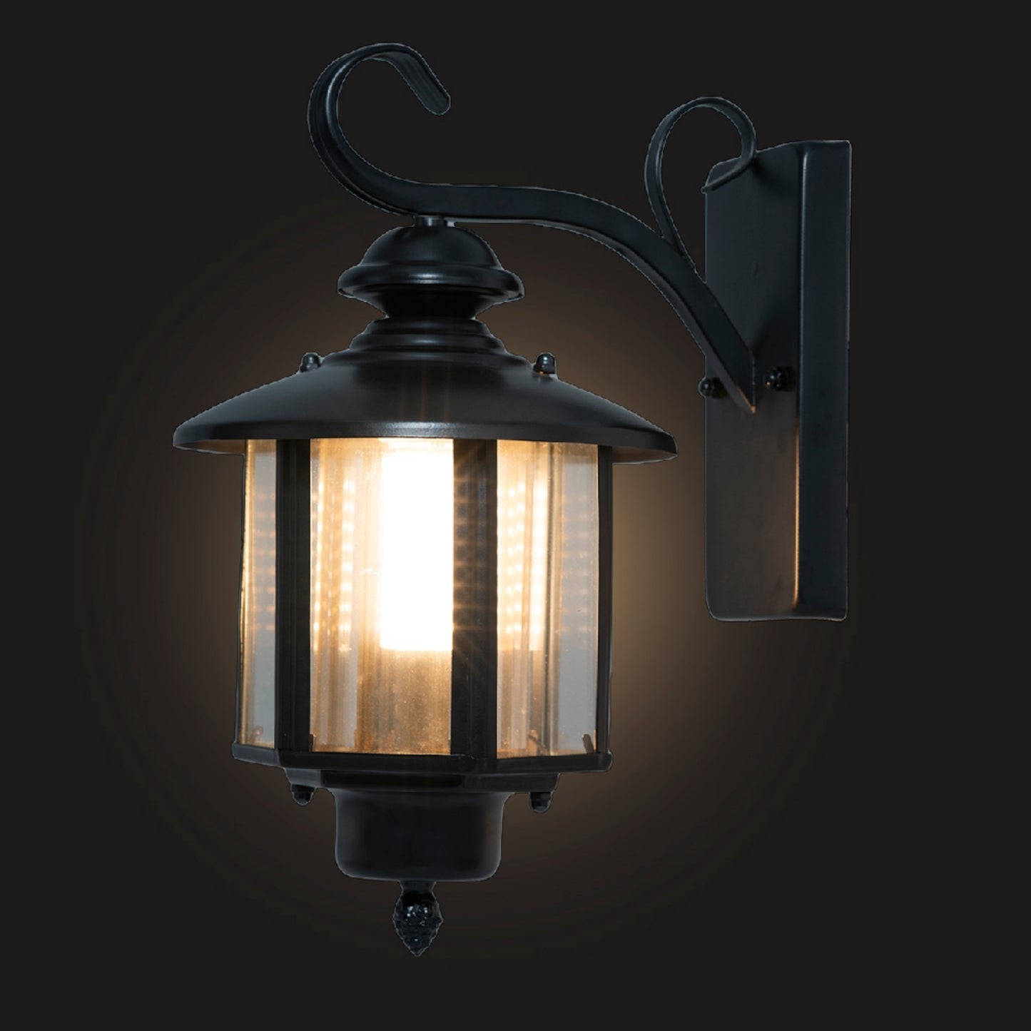 Black Iron Outdoor Wall Lantern, Customizable Size & Style