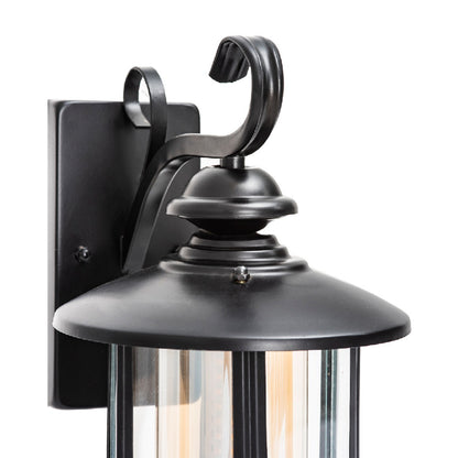 Black Iron Outdoor Wall Lantern, Customizable Size & Style