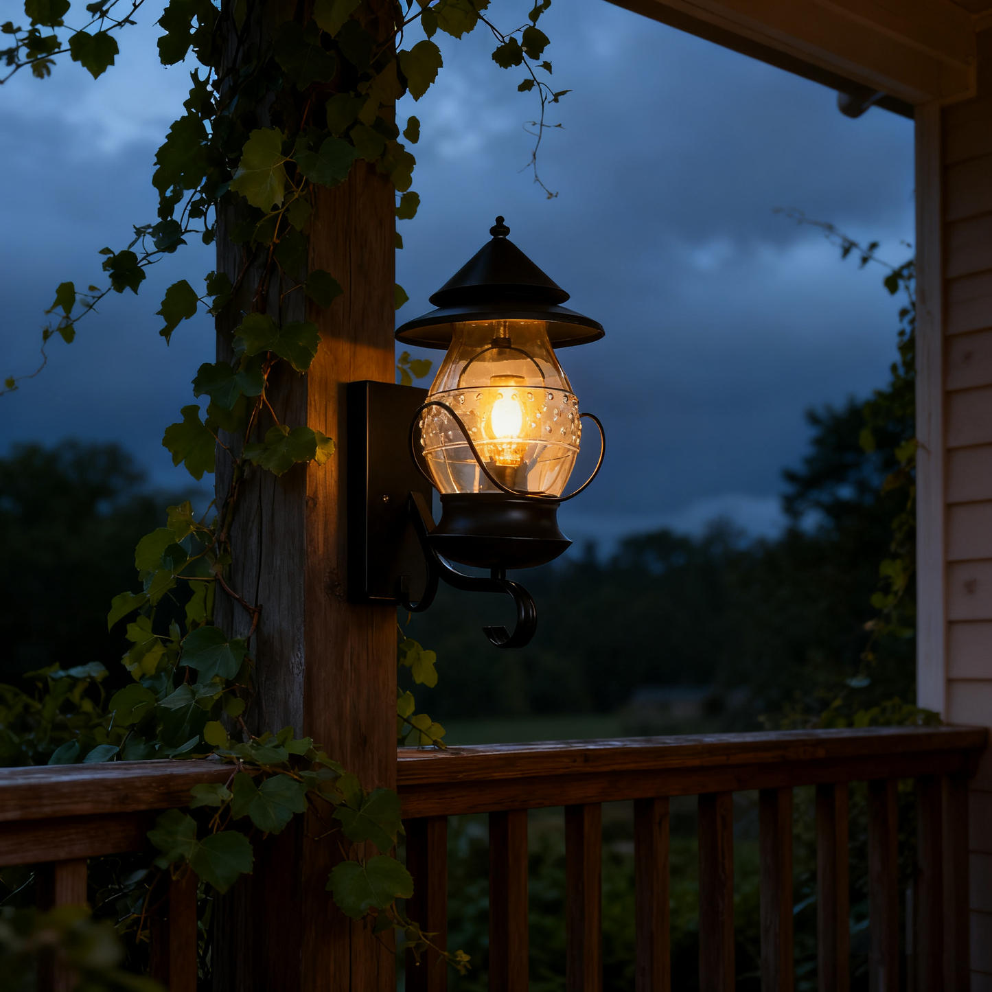Black Outdoor Wall Lantern, Iron/Stainless Steel, Customizable