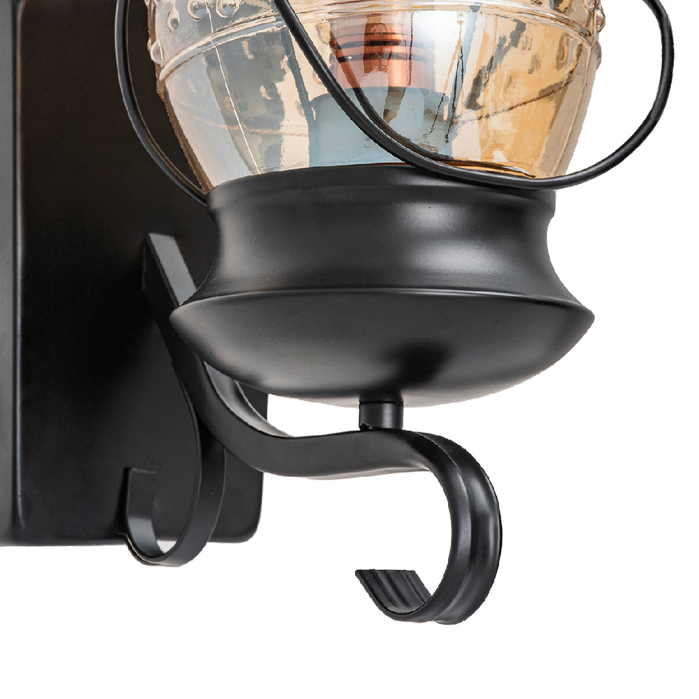 Black Outdoor Wall Lantern, Iron/Stainless Steel, Customizable