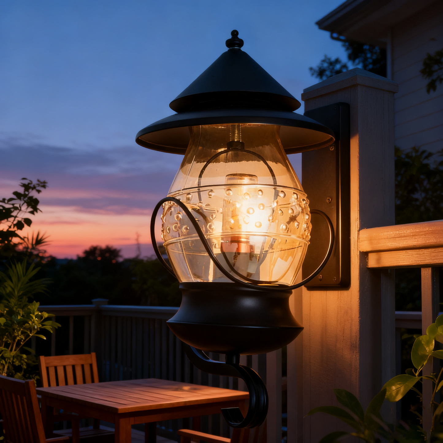 Black Outdoor Wall Lantern, Iron/Stainless Steel, Customizable