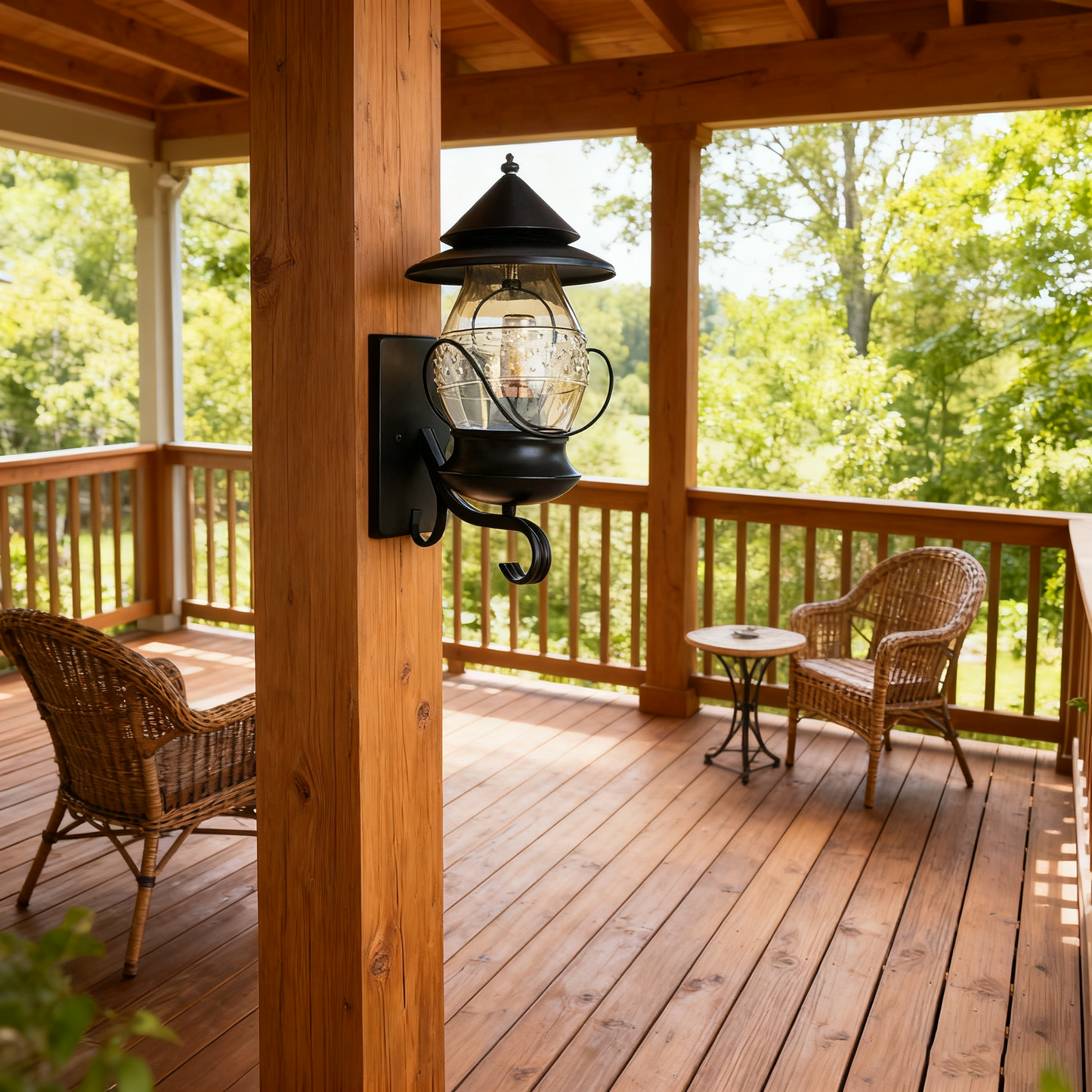 Black Outdoor Wall Lantern, Iron/Stainless Steel, Customizable