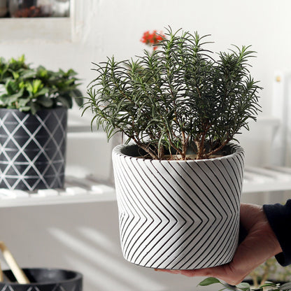 Black Patterned Cement Vase