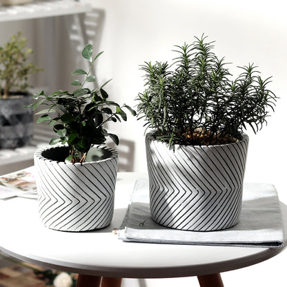 Black Patterned Cement Vase