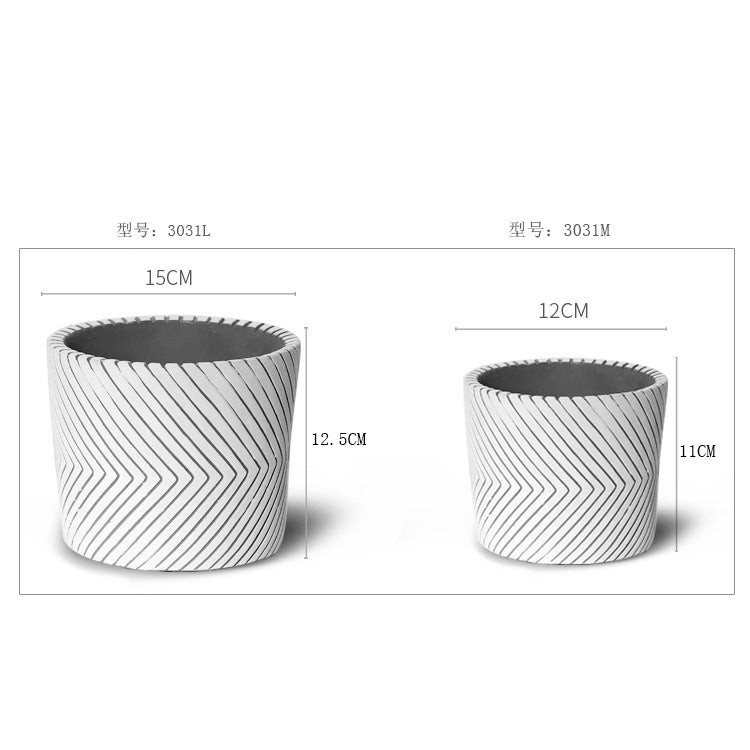 Black Patterned Cement Vase