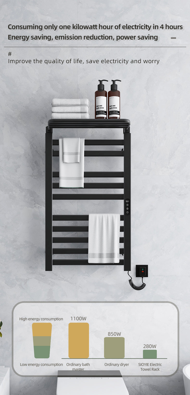 R396 Smart Electric Towel Rack